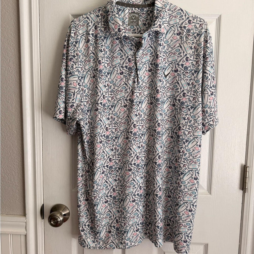 Callaway Men's Shaker Print Shirt - Pink, Blue, White